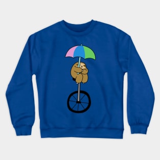 Umbrella Unicycle Sloth Crewneck Sweatshirt